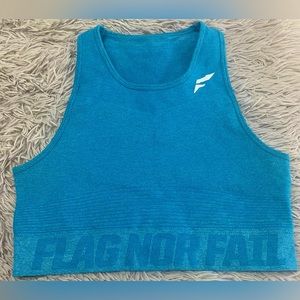 Flag nor fail workout crop top